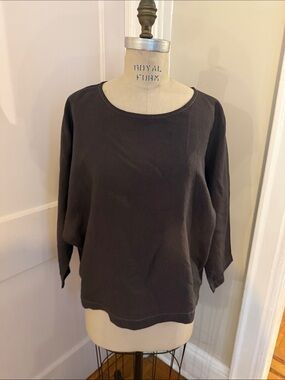 Handmade Etsy 100% Linene Relaxed Black Women's Scoop Neck Top
